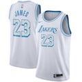 Nike los angeles lakers 23 james white swingman jersey.