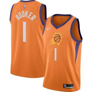 Nba phoenix suns 1 booker orange swingman jersey.