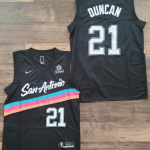 San antonio spurs 21 duncan black nike swingman jersey.