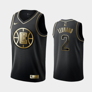 Nike los angeles clippers 2 leonard black gold swingman jersey.