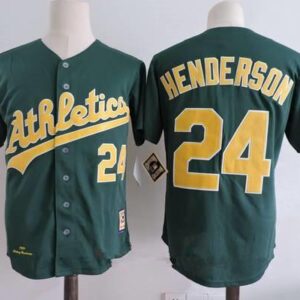 Oakland athletics 24 henderson green mlb jersey.