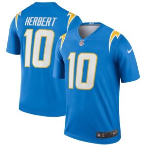 Men's nike los angeles chargers 10 herbert blue vapor jersey.