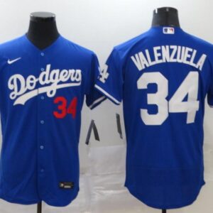 Los angeles dodgers 34 valenzuela blue nike mlb jersey.