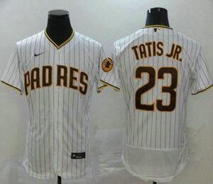 A nike san diego padres 23 tatis jr white baseball jersey.