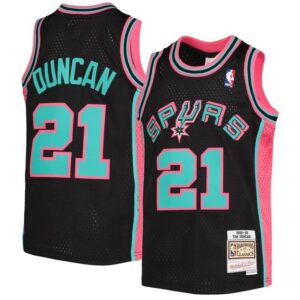 San antonio spurs 21 duncan black and pink swingman jersey.