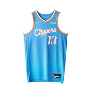 Los Angeles Clippers 13 Paul George Nike Light Blue 2021-22 City Edition Swingman Stitched Jersey