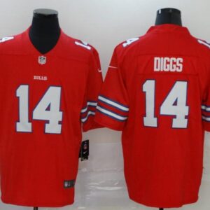 A pair of red nfl jerseys with the number 14 on them.