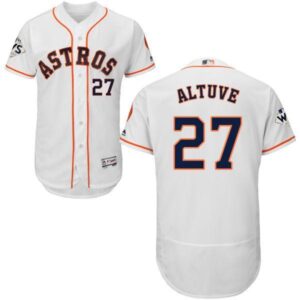 The houston astros 27 altuve white baseball jersey.