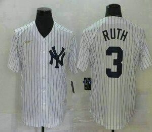 Nike new york yankees 3 ruth white baseball jersey.