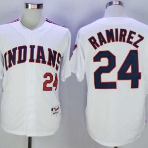 The indians 24 ramirez white baseball jersey.