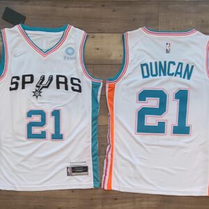 San antonio spurs 21 duncan white nike swingman jersey.