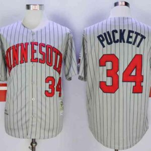 Minnesota twins 34 mike pucket gray mlb jersey.