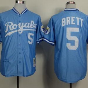 Kansas royals 5 brett blue mlb jersey.
