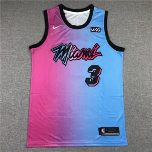 Nike miami heat 3 blue and pink nba swingman jersey.
