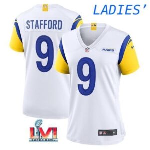 Ladies' Los Angeles Rams 9 Matthew Stafford White SB LVI Vapor Untouchable Limited Stitched Jersey