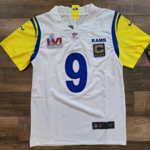 Los Angeles Rams #9 Matthew Stafford White SB LVI w/Captain "C" patch Vapor Untouchable Limited Stitched Jersey