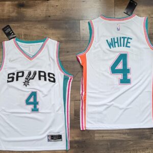 San Antonio Spurs #4 Derrick White 2021-22 75th Anniversary Stitched City White Jersey