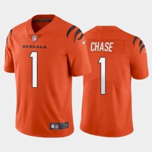 Cincinnati Bengals 1 Ja'Marr Chase Orange 2021 Limited Football Jersey
