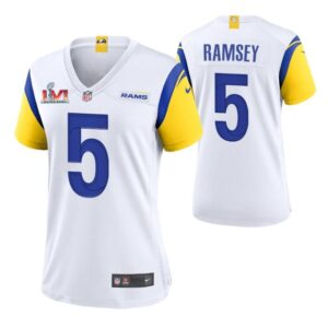 Ladies' Los Angeles Rams 5 Jalen Ramsey White SB LVI Vapor Untouchable Limited Stitched Jersey