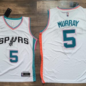 San Antonio Spurs #5 Dejounte Murray White 75th Anniversary Stitched 2021-22 City Edition Jersey
