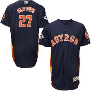 Houston Astros #27 Jose Altuve Navy Blue Flexbase Authentic Collection 2017 World Series Champions Stitched MLB Jersey w/Houston Strong Patch