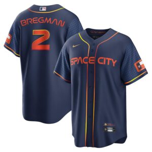 Men's nike houston astros 2 bregman navy space city jersey.