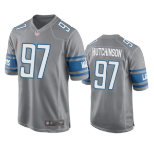A detroit lions jersey with the number 97 on it.