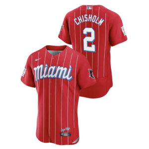 Miami Marlins #2 Jazz Chisholm Jr. Stitched Red City Connect Jersey