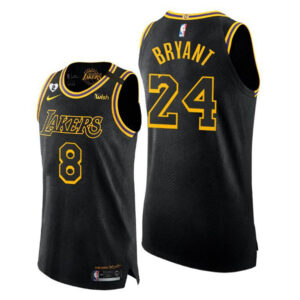 Los Angeles Lakers #8 Front 24 Back Kobe Bryant Nike Black Mamba Day Stitched Special Edition Wish Logo Jersey
