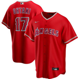 Los Angeles Angels #17 Shohei Ohtani Alternate Red Patch Stitched Flexbase Jersey