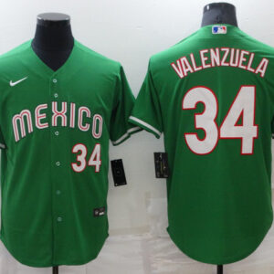 Nike #34 Fernando Valenzuela Green Mexico Cool Base MLB Jersey