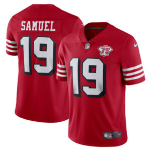 San Francisco 49ers #19 Deebo Samuel Scarlett 75th Anniversary Color Rush Vapor Untouchable Limited Jersey