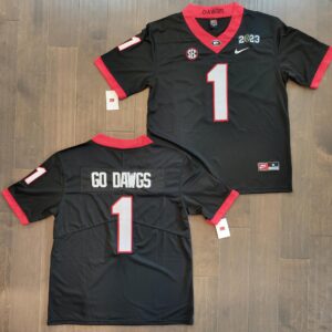 Georgia Bulldogs #1 "Go Dawgs" Black 2023 NCAA CFP Limited Stitched Jersey