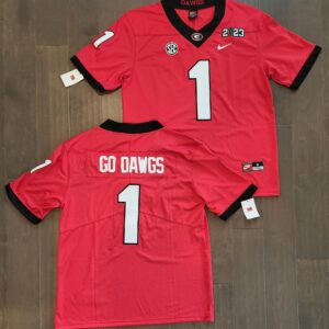 Georgia Bulldogs #1 "Go Dawgs" Red 2023 NCAA CFP Limited Stitched Jersey