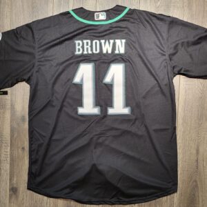 Philadelphia Eagles #11 A.J. Brown Black Stitched Button-up Limited Baseball Jersey