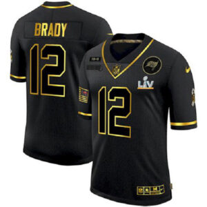 Tampa Bay Buccaneers 12 Tom Brady Black Gold Salute To Service 2021 Super Bowl LV Jersey
