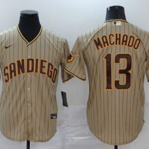 San Diego Padres 13 Manny Machado Tan Stitched Cool Base Jersey